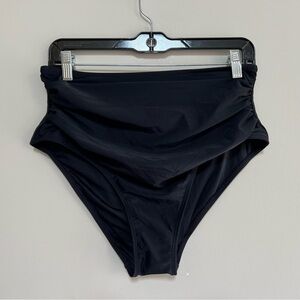 Cupshe NWT Midnight High-Rise Ruched Bikini Bottoms, Black, L